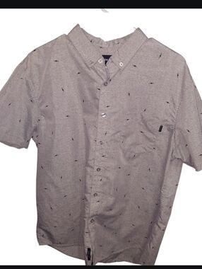 Molokai Surf Co Lightning Bolt Print Short Sleeve Button Down Shirt